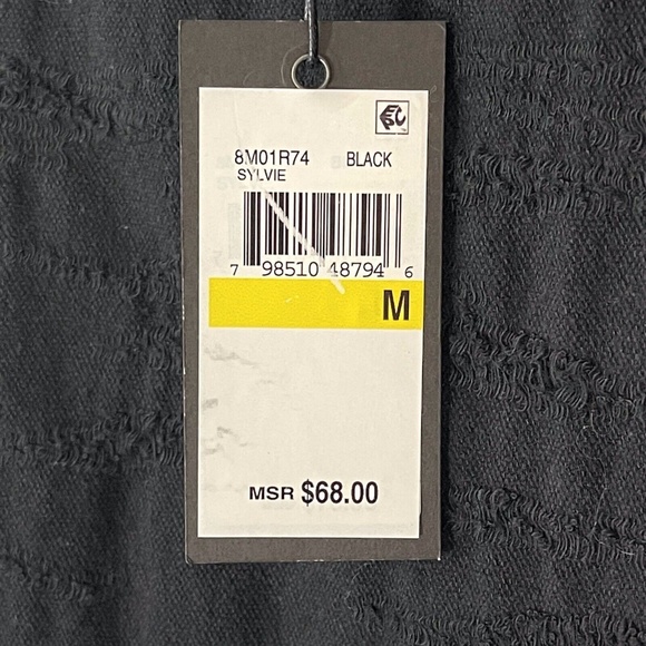 Max Studio London Size Medium Black Textured Sylvie Cold Shoulder Pullover Top - Picture 7 of 12